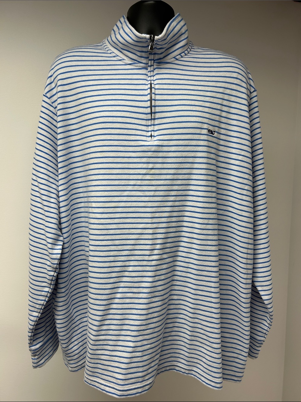 Vineyard Vines Men 3XT Striped Quarter Zip Pullover Sweater Blue White Big Tall